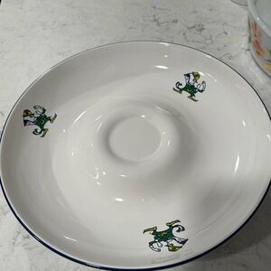 Pfaltzgraff Notre Dame Chip Dip Plate Vintage White Ceramic Fighting Irish
